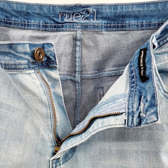 rue21 Blue Two Tone High-Rise Frayed Ankle Skinny Denim Jeans Women's Plus Sz 20 - Picture 5 of 7